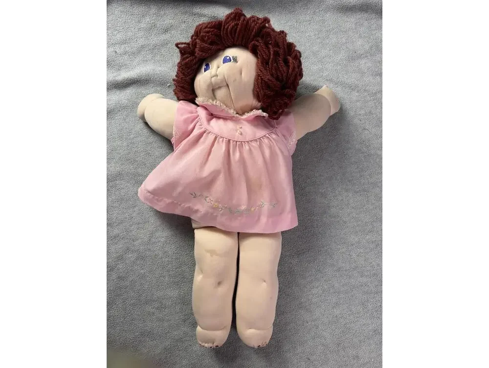 vintage rag doll lot yarn hair‎ handmade plush cloth dolls 12in pair